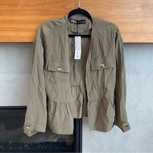 NWT Zara Women's  Basic Coat  Military, Size M
